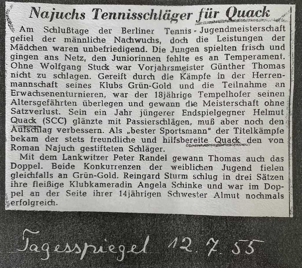 1955 quack zeitungsartikel