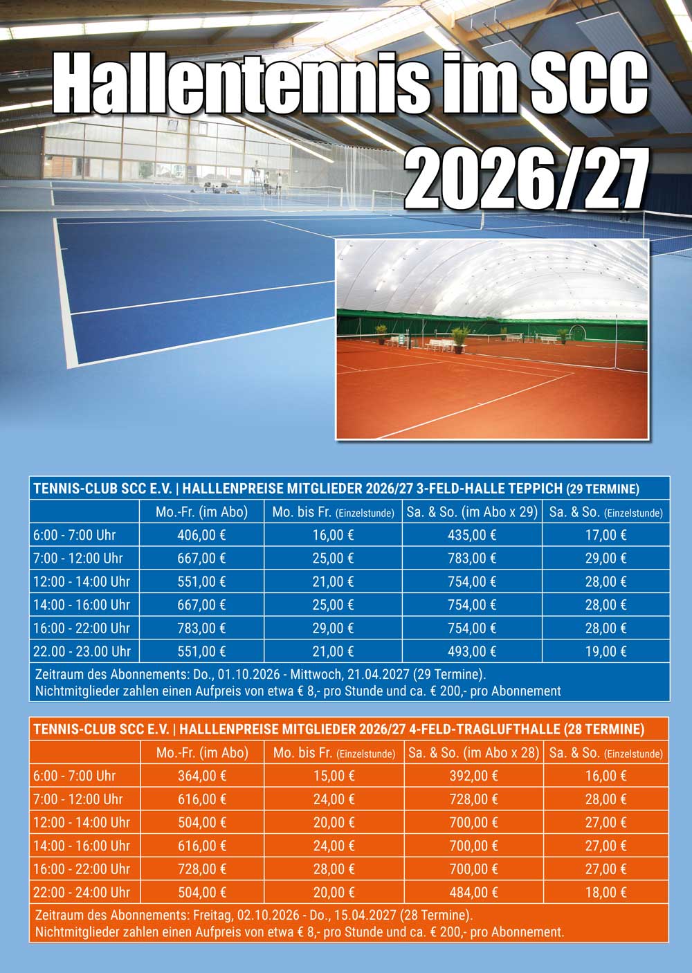 Tennishallenpreise SCC Berlin